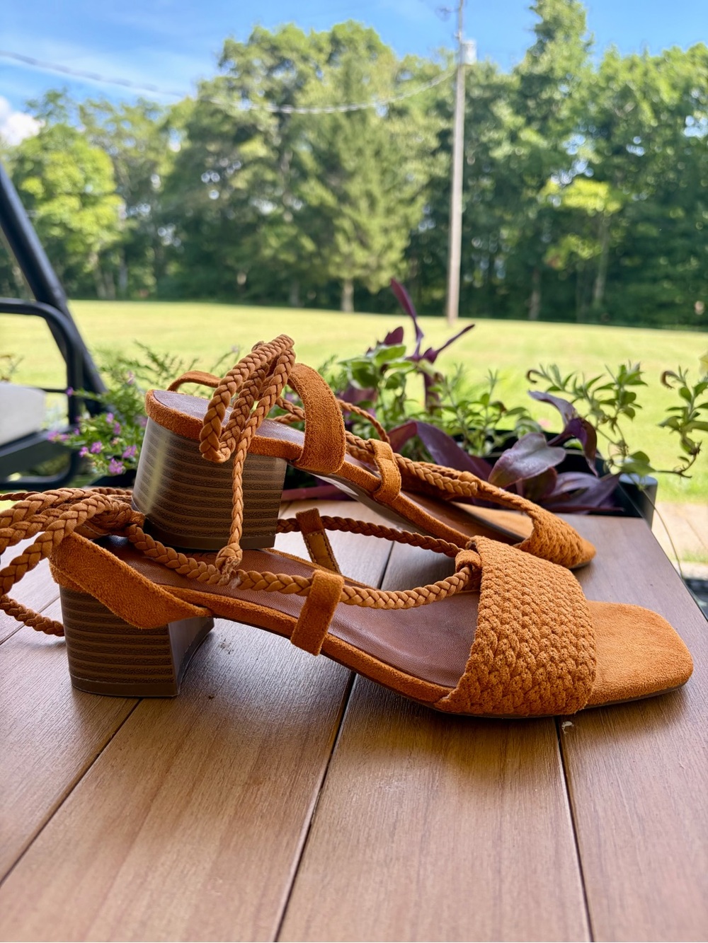 Maurices Braided Strap Block Heel Sandals - Burnt Orange